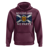 No Scotland No Party Hoodie Lion Rampant Crest Scottish Tartan Flag