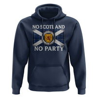No Scotland No Party Hoodie Lion Rampant Crest Scottish Tartan Flag
