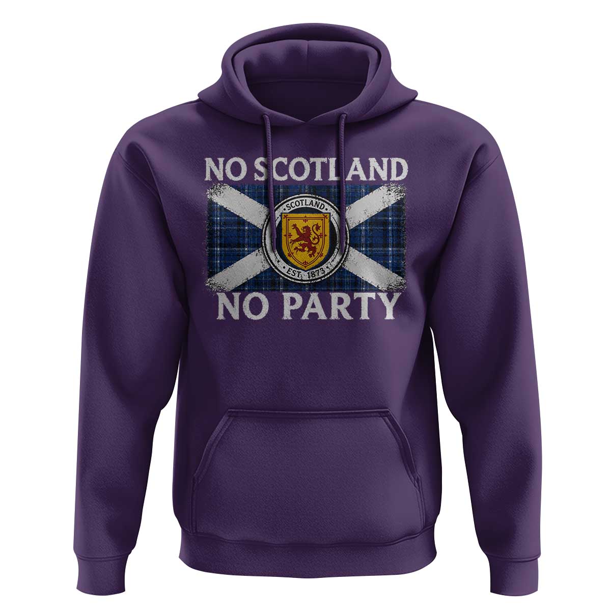 No Scotland No Party Hoodie Lion Rampant Crest Scottish Tartan Flag