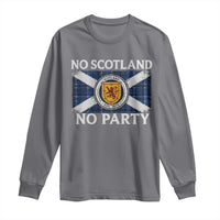 No Scotland No Party Long Sleeve Shirt Lion Rampant Crest Scottish Tartan Flag