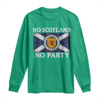No Scotland No Party Long Sleeve Shirt Lion Rampant Crest Scottish Tartan Flag