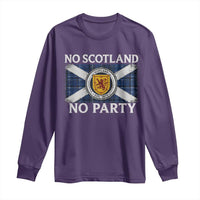 No Scotland No Party Long Sleeve Shirt Lion Rampant Crest Scottish Tartan Flag