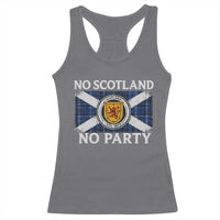 No Scotland No Party Racerback Tank Top Lion Rampant Crest Scottish Tartan Flag