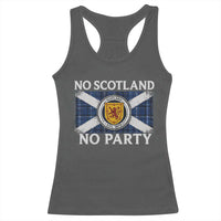 No Scotland No Party Racerback Tank Top Lion Rampant Crest Scottish Tartan Flag