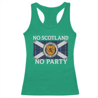 No Scotland No Party Racerback Tank Top Lion Rampant Crest Scottish Tartan Flag