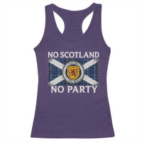 No Scotland No Party Racerback Tank Top Lion Rampant Crest Scottish Tartan Flag