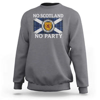 No Scotland No Party Sweatshirt Lion Rampant Crest Scottish Tartan Flag