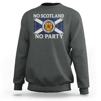 No Scotland No Party Sweatshirt Lion Rampant Crest Scottish Tartan Flag