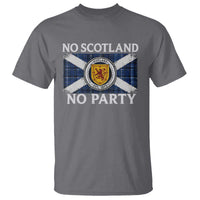 No Scotland No Party T Shirt Lion Rampant Crest Scottish Tartan Flag