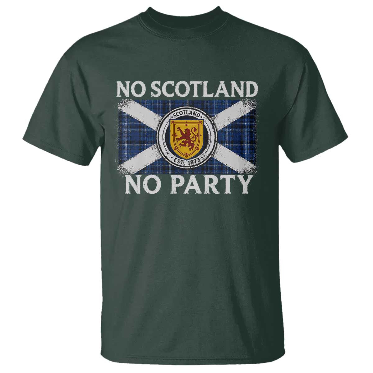 No Scotland No Party T Shirt Lion Rampant Crest Scottish Tartan Flag