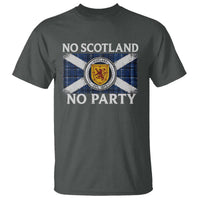 No Scotland No Party T Shirt Lion Rampant Crest Scottish Tartan Flag