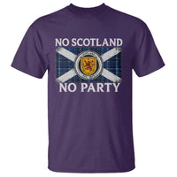 No Scotland No Party T Shirt Lion Rampant Crest Scottish Tartan Flag