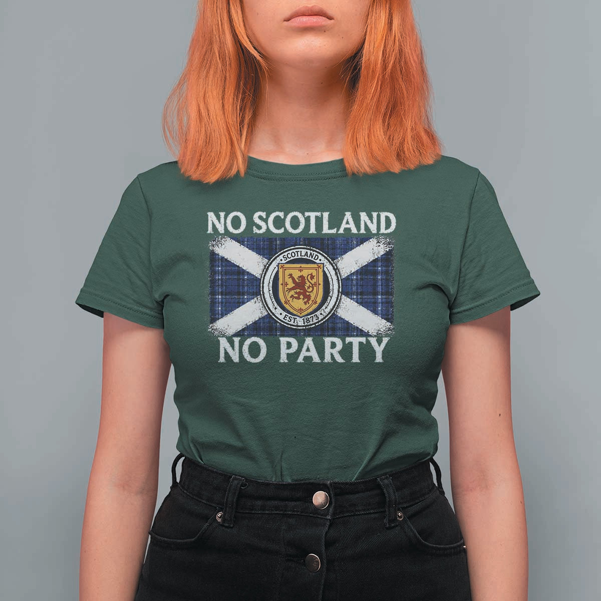No Scotland No Party T Shirt For Women Lion Rampant Crest Scottish Tartan Flag