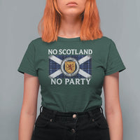 No Scotland No Party T Shirt For Women Lion Rampant Crest Scottish Tartan Flag