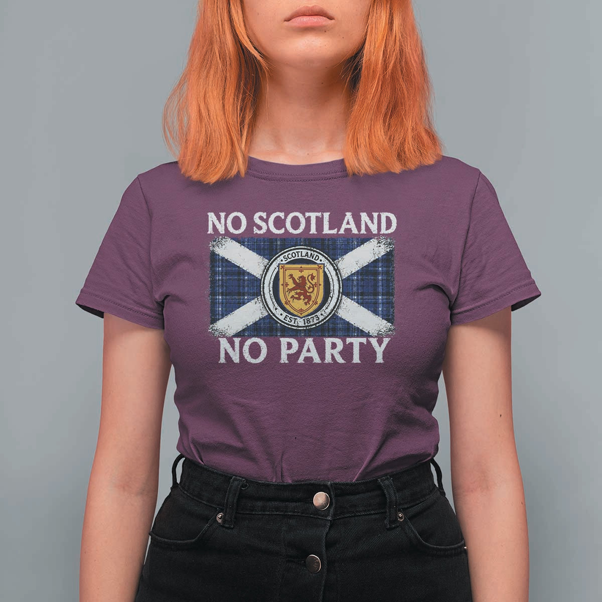 No Scotland No Party T Shirt For Women Lion Rampant Crest Scottish Tartan Flag