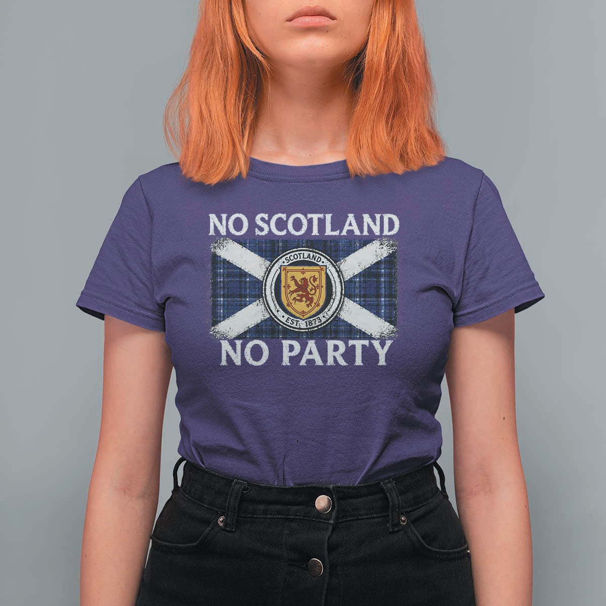 No Scotland No Party T Shirt For Women Lion Rampant Crest Scottish Tartan Flag