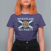 No Scotland No Party T Shirt For Women Lion Rampant Crest Scottish Tartan Flag