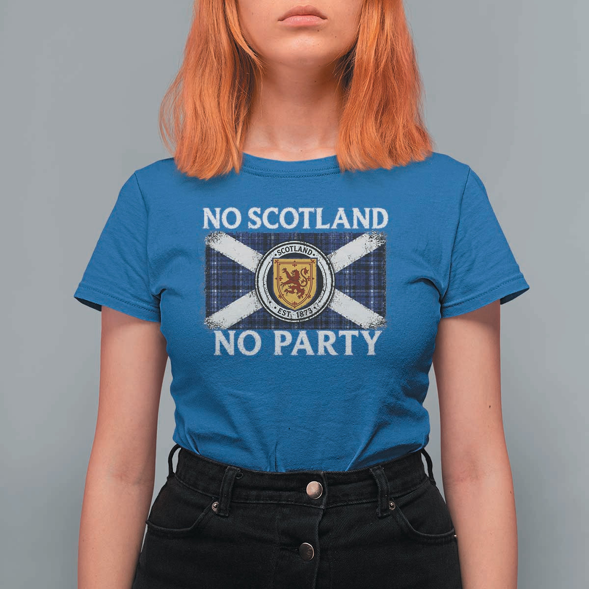 No Scotland No Party T Shirt For Women Lion Rampant Crest Scottish Tartan Flag