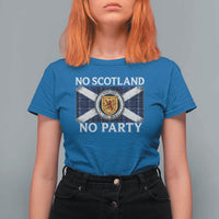 No Scotland No Party T Shirt For Women Lion Rampant Crest Scottish Tartan Flag