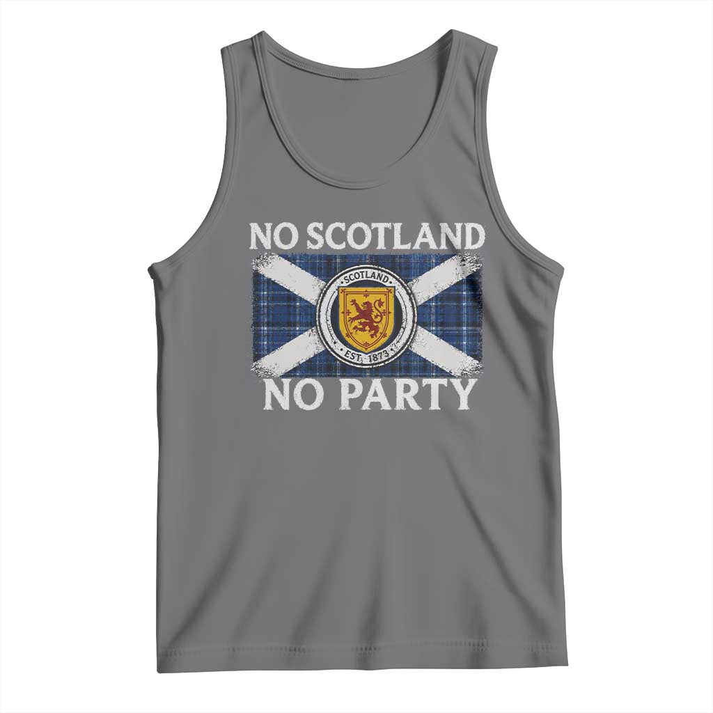 No Scotland No Party Tank Top Lion Rampant Crest Scottish Tartan Flag