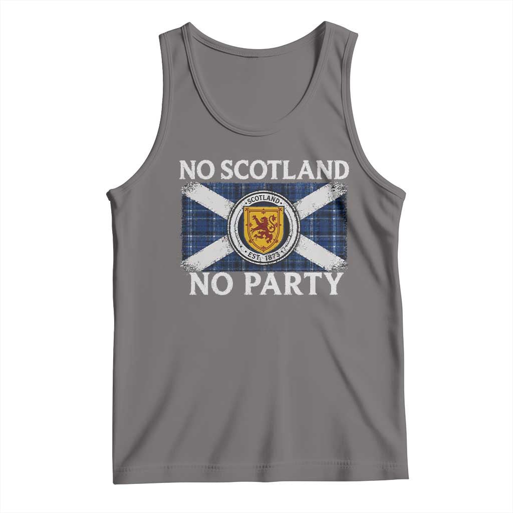 No Scotland No Party Tank Top Lion Rampant Crest Scottish Tartan Flag