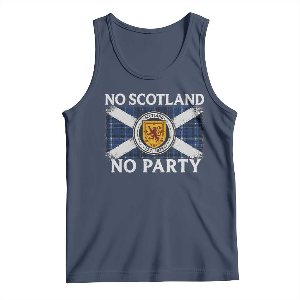No Scotland No Party Tank Top Lion Rampant Crest Scottish Tartan Flag