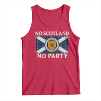 No Scotland No Party Tank Top Lion Rampant Crest Scottish Tartan Flag