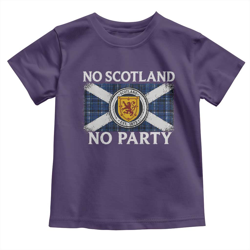 No Scotland No Party Toddler T Shirt Lion Rampant Crest Scottish Tartan Flag