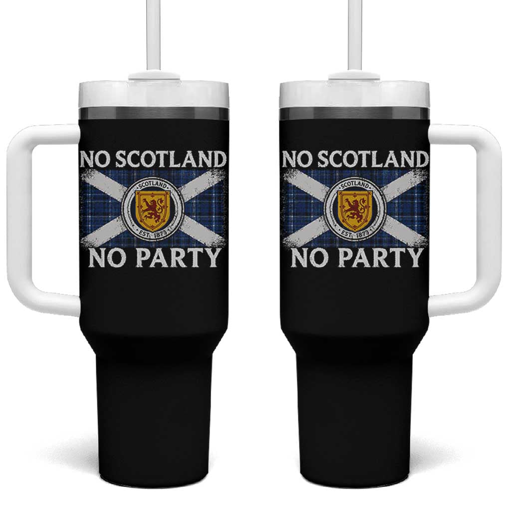No Scotland No Party Tumbler With Handle Lion Rampant Crest Scottish Tartan Flag