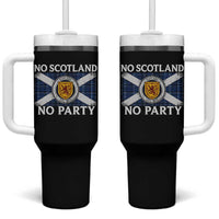 No Scotland No Party Tumbler With Handle Lion Rampant Crest Scottish Tartan Flag
