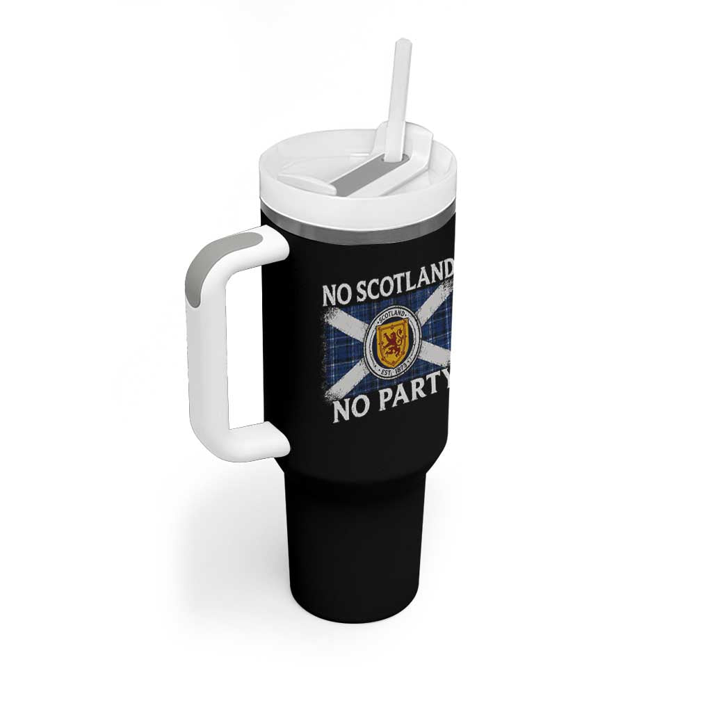 No Scotland No Party Tumbler With Handle Lion Rampant Crest Scottish Tartan Flag