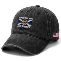 No Scotland No Party Washed Cotton Baseball Cap Lion Rampant Crest Scottish Tartan Flag