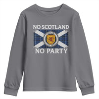 No Scotland No Party Youth Sweatshirt Lion Rampant Crest Scottish Tartan Flag