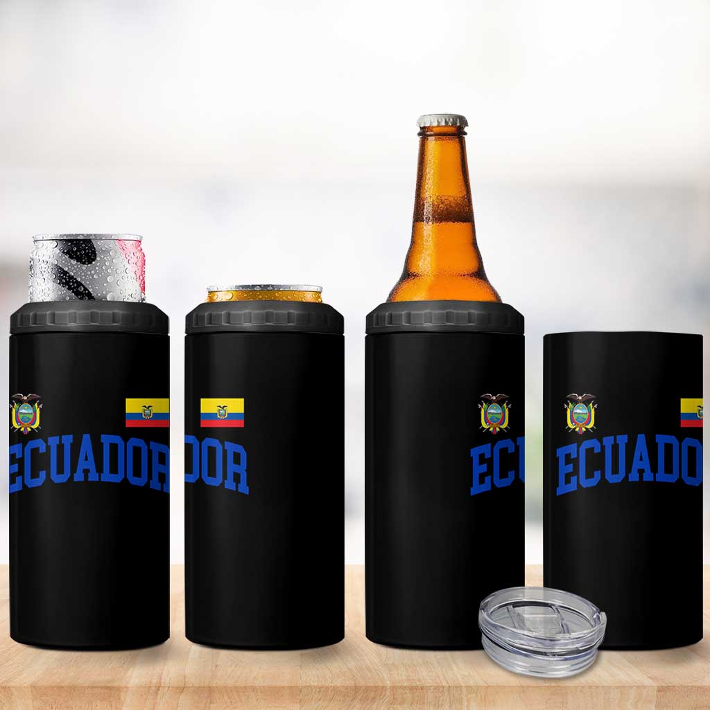 Ecuador Vintage Throwback Soccer Jersey Style 4 in 1 Can Cooler Tumbler Ecuadorian Hispanic Heritage