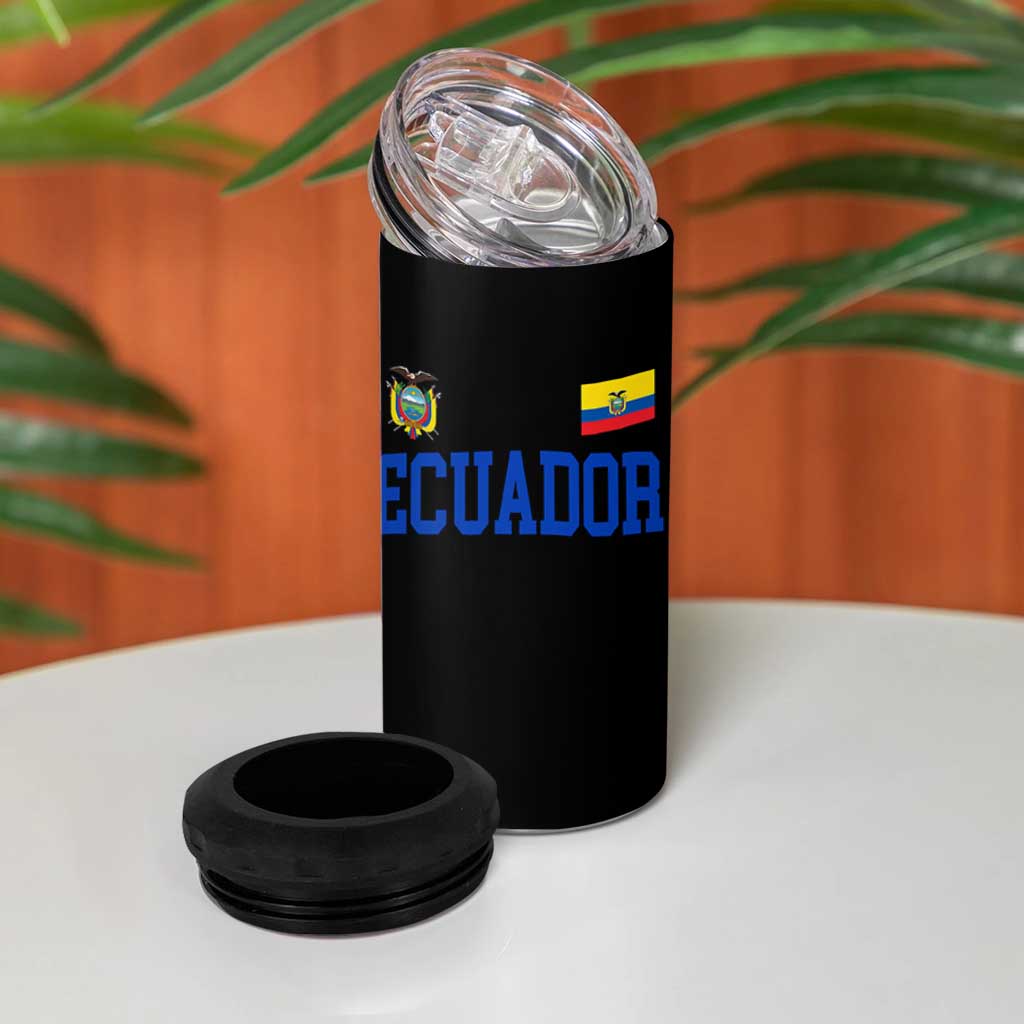 Ecuador Vintage Throwback Soccer Jersey Style 4 in 1 Can Cooler Tumbler Ecuadorian Hispanic Heritage