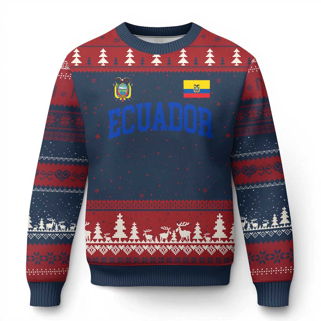 Ecuador Vintage Throwback Soccer Jersey Style Ugly Christmas Sweater Ecuadorian Hispanic Heritage
