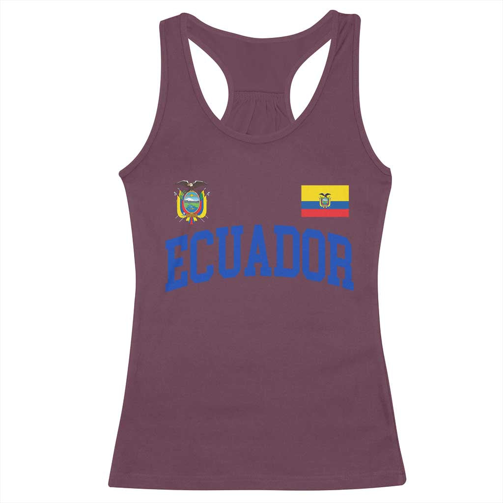 Ecuador Vintage Throwback Soccer Jersey Style Racerback Tank Top Ecuadorian Hispanic Heritage