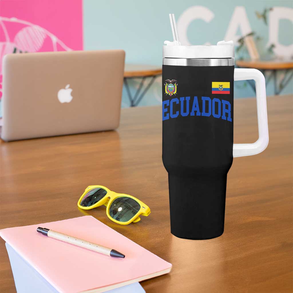 Ecuador Vintage Throwback Soccer Jersey Style Tumbler With Handle Ecuadorian Hispanic Heritage