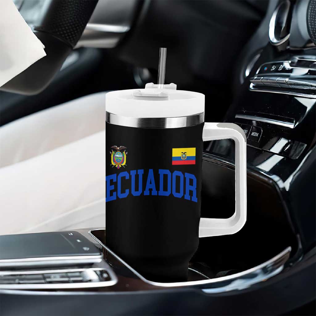 Ecuador Vintage Throwback Soccer Jersey Style Tumbler With Handle Ecuadorian Hispanic Heritage