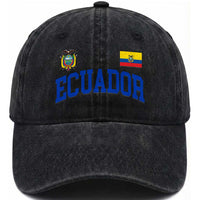 Ecuador Vintage Throwback Soccer Jersey Style Washed Cotton Baseball Cap Ecuadorian Hispanic Heritage