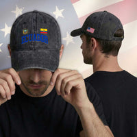 Ecuador Vintage Throwback Soccer Jersey Style Washed Cotton Baseball Cap Ecuadorian Hispanic Heritage