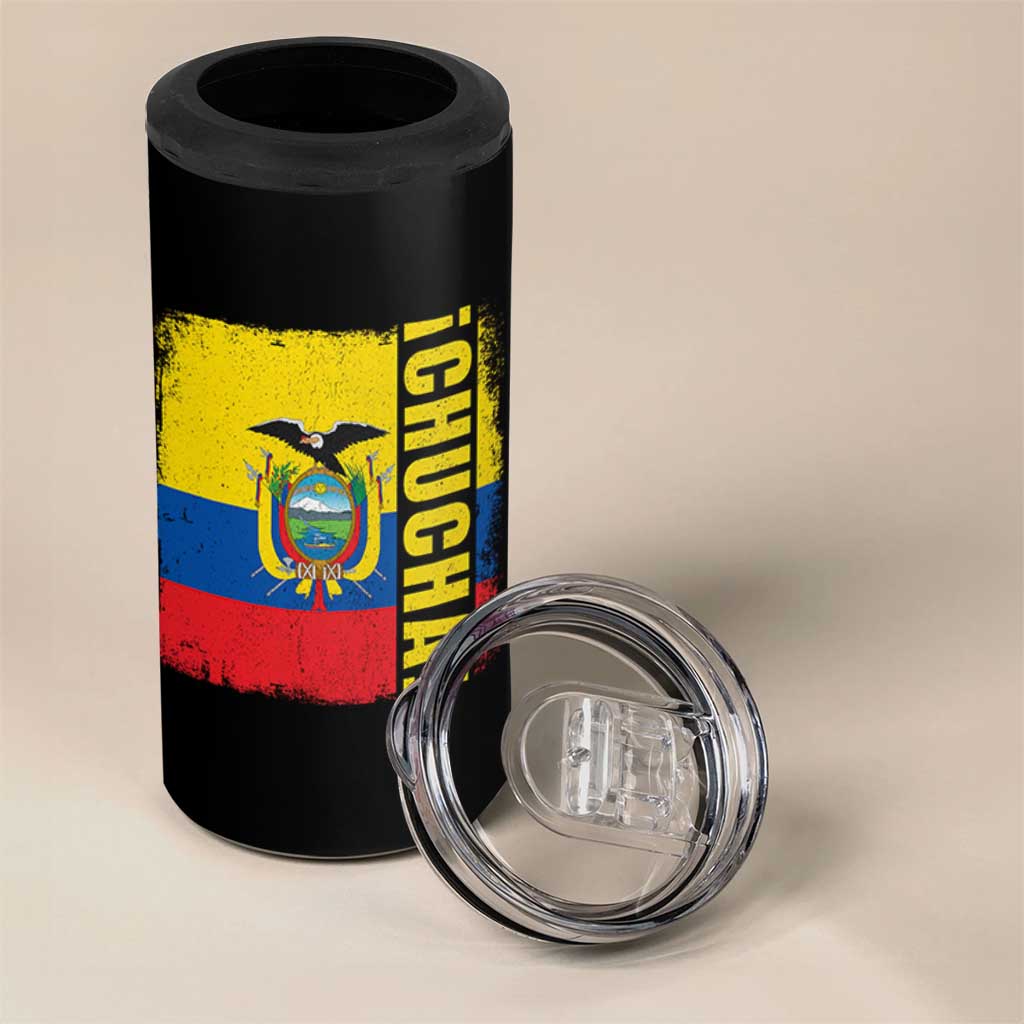Chucha Funny Ecuadorian Slang Vintage Ecuador Flag 4 in 1 Can Cooler Tumbler