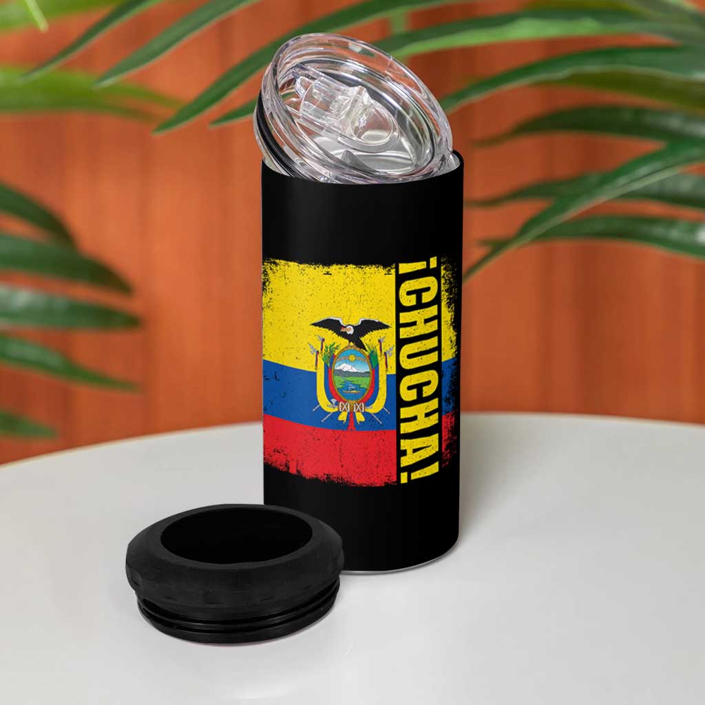 Chucha Funny Ecuadorian Slang Vintage Ecuador Flag 4 in 1 Can Cooler Tumbler