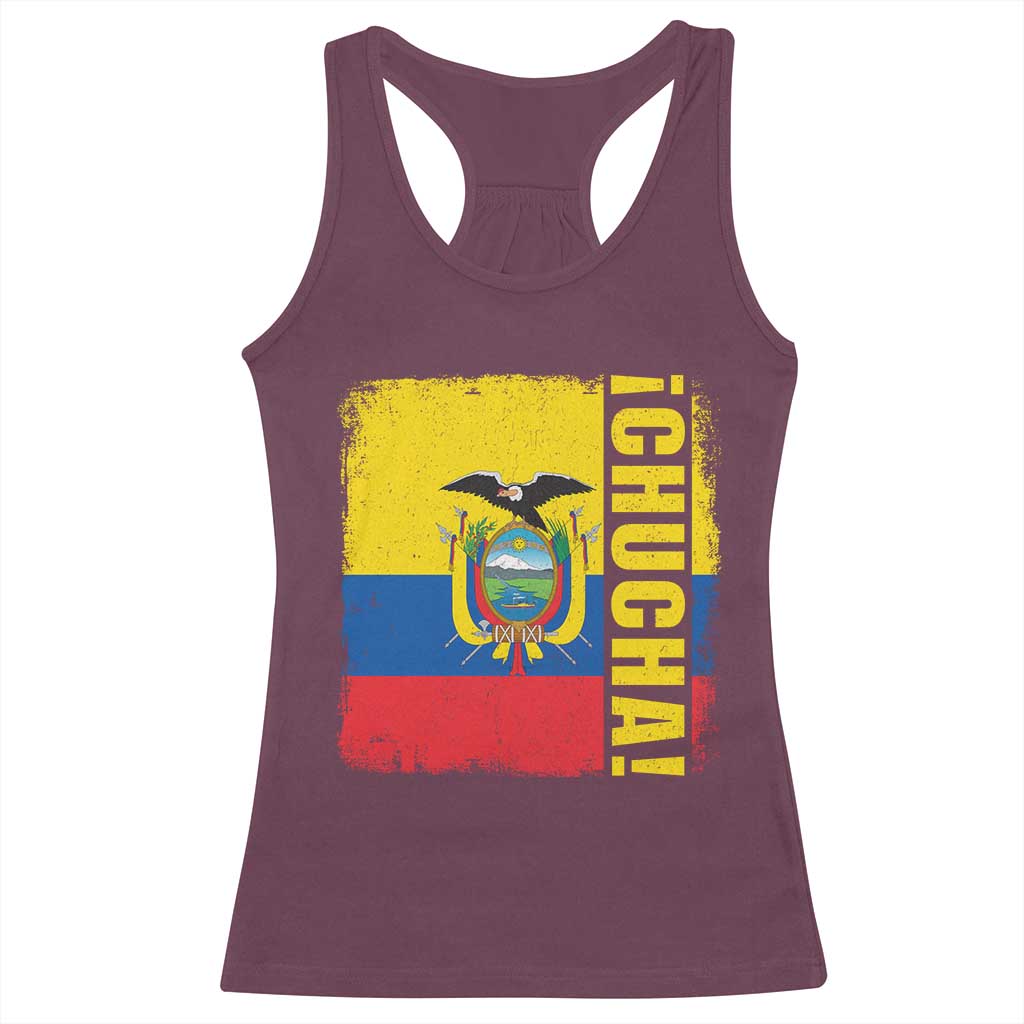 Chucha Funny Ecuadorian Slang Vintage Ecuador Flag Racerback Tank Top