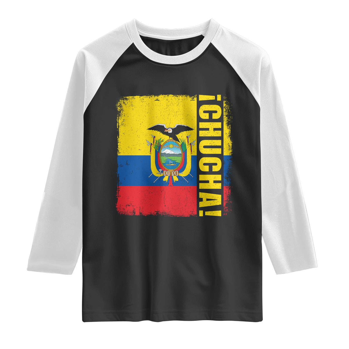 Chucha Funny Ecuadorian Slang Vintage Ecuador Flag Raglan Shirt