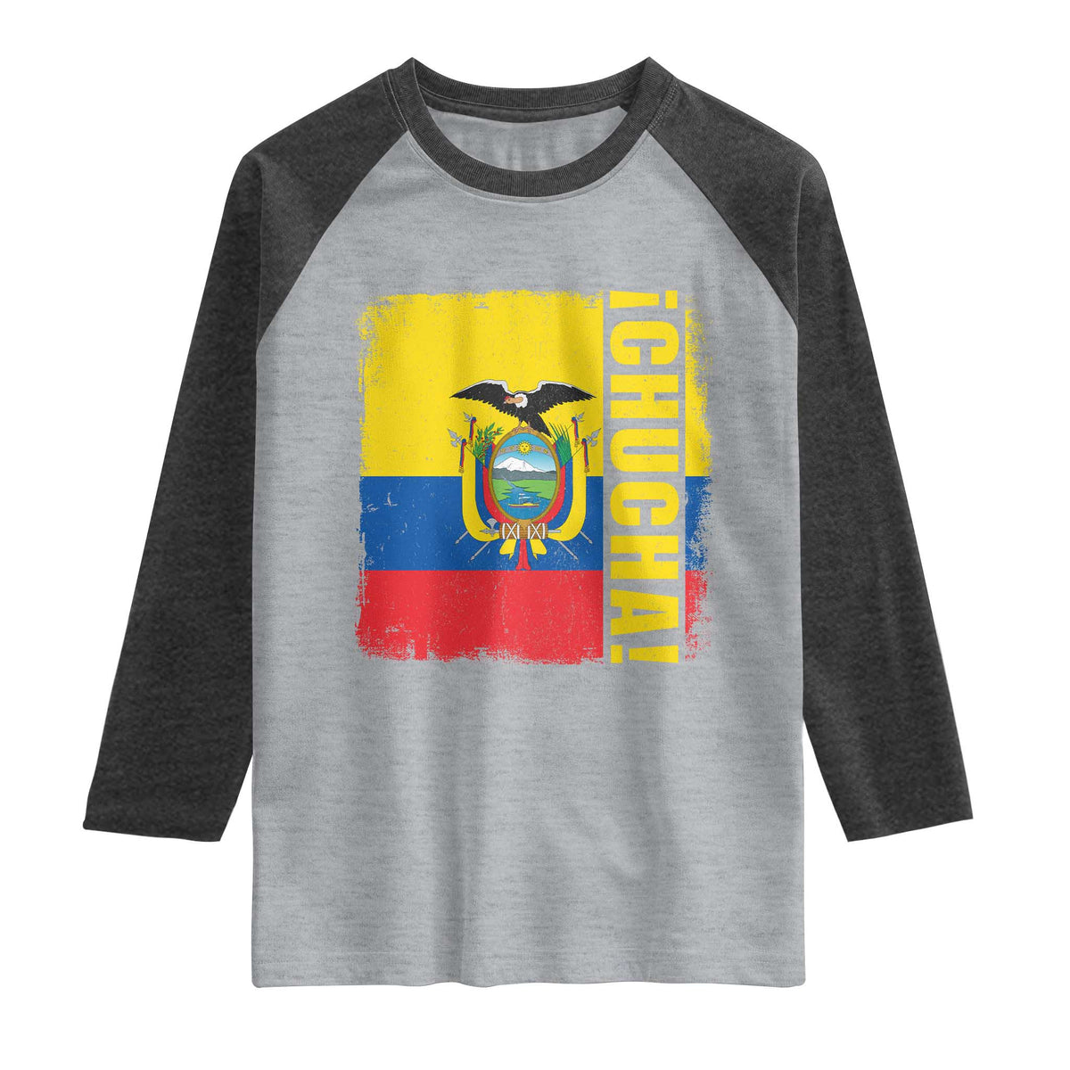 Chucha Funny Ecuadorian Slang Vintage Ecuador Flag Raglan Shirt