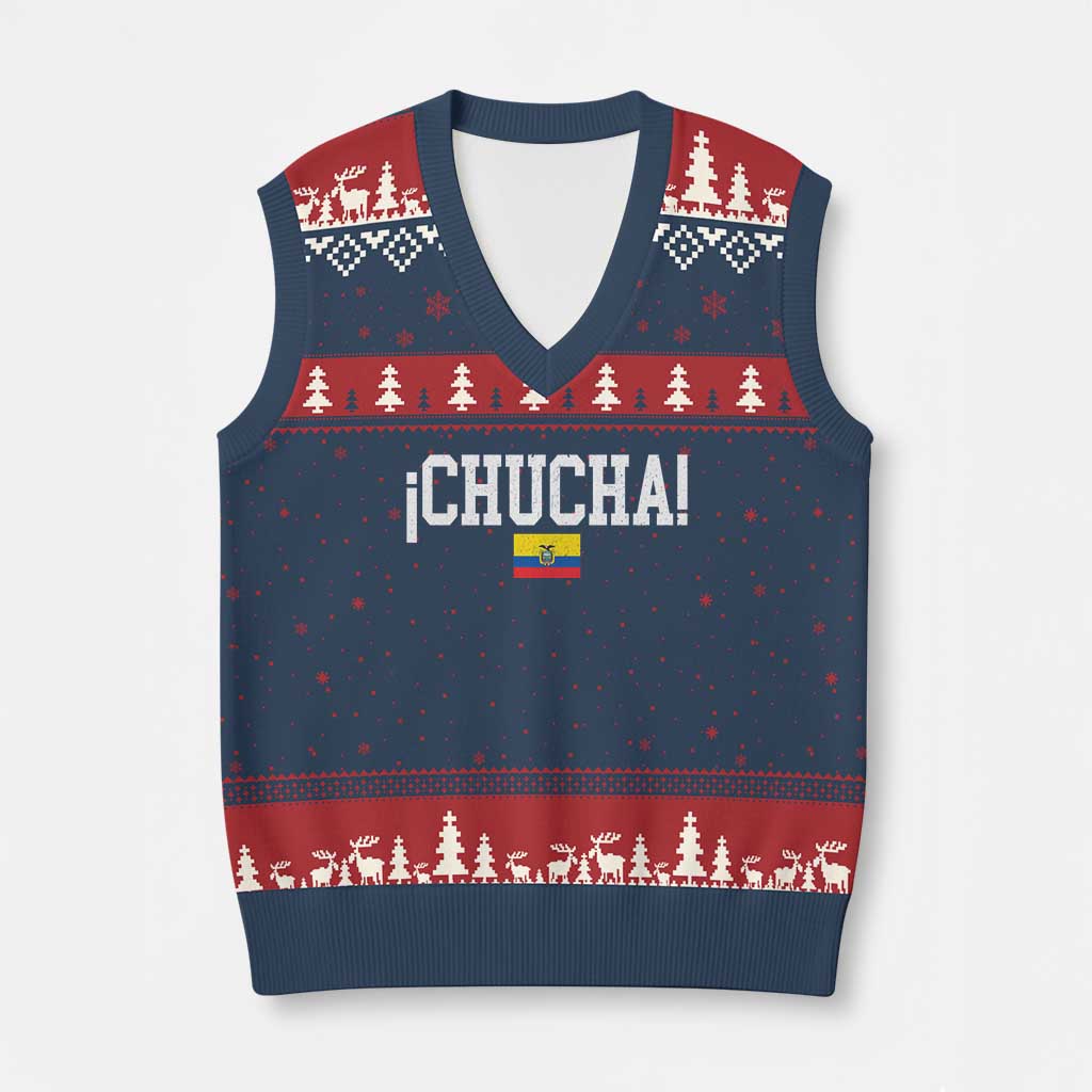 Chucha Funny Ecuadorian Slang Ecuador Flag Latino Saying V-Neck Knit Sweater Vest