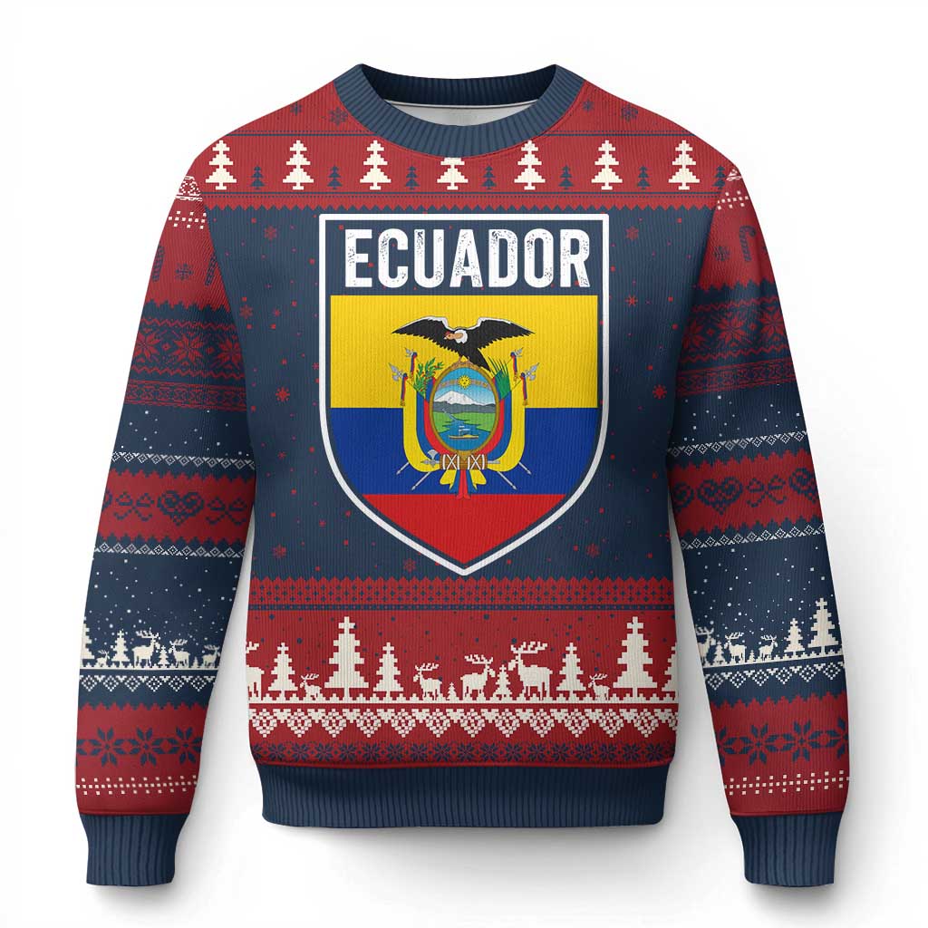 Ecuador Vintage Soccer Crest Escudo Ecuadorian Coat of Arms Ugly Christmas Sweater