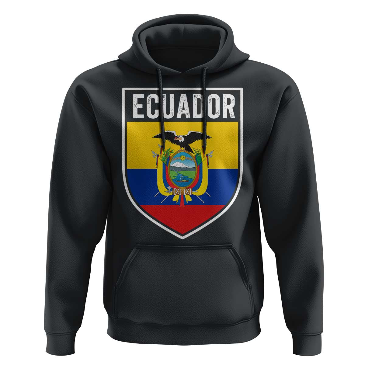 Ecuador Vintage Soccer Crest Escudo Ecuadorian Coat of Arms Hoodie