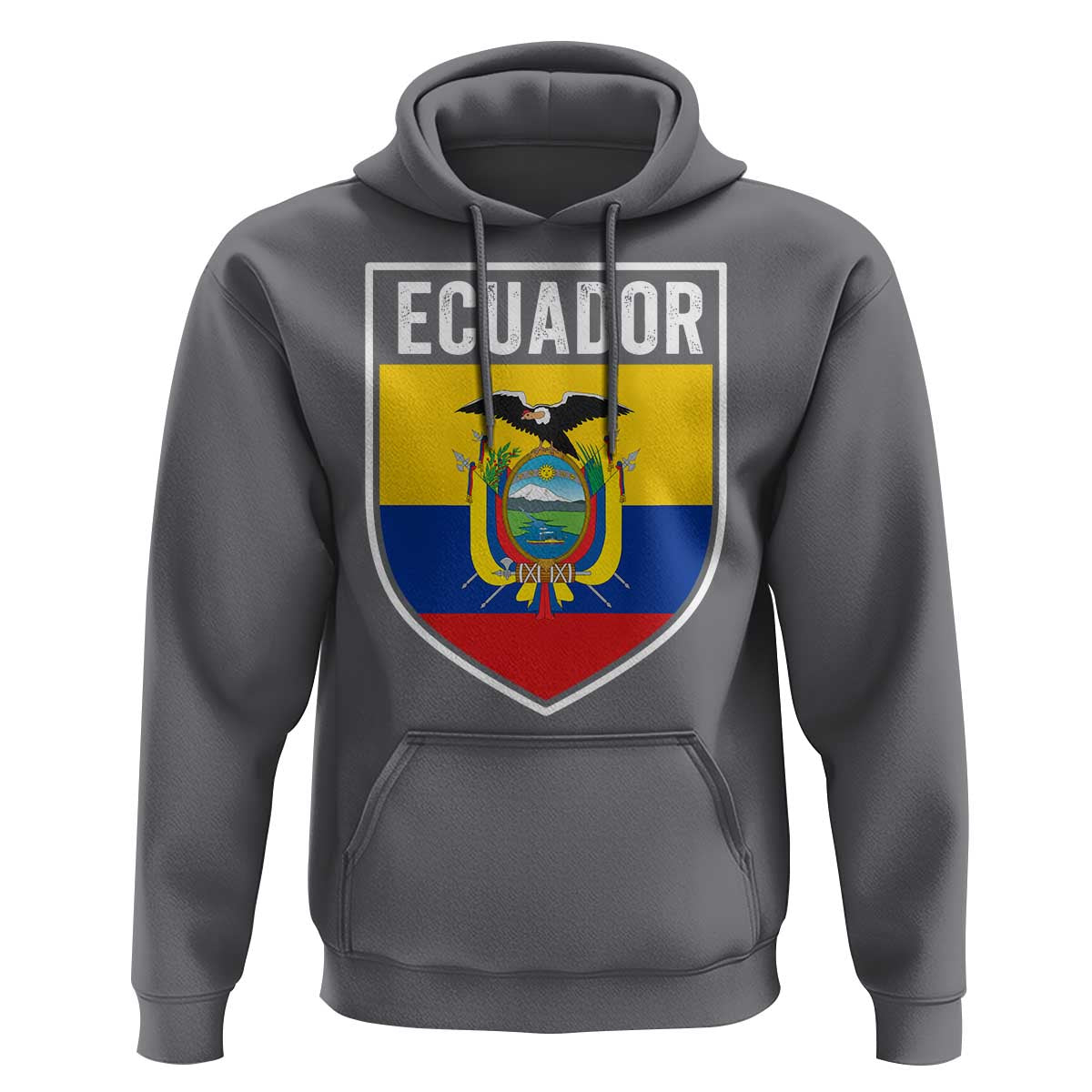 Ecuador Vintage Soccer Crest Escudo Ecuadorian Coat of Arms Hoodie